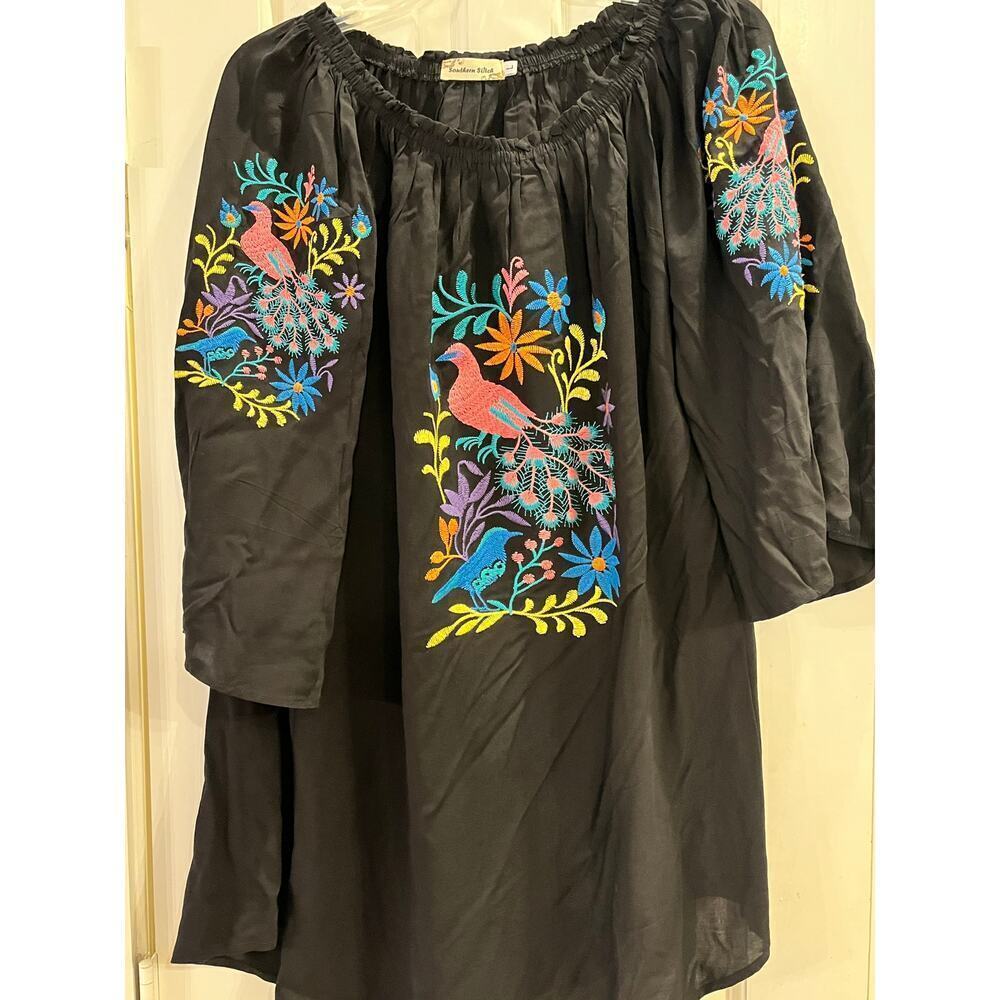 Floral Embroidered Cottage Western Boho Coquette Festival Art to Wear Large - Picture 2 of 11